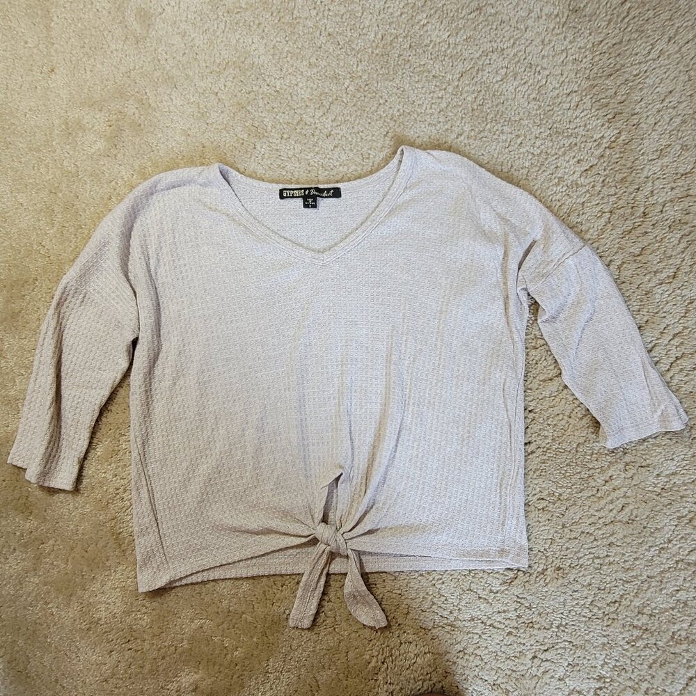 Gypsies & Vagrants Waffle Knit Tie-Front Top – Size Small